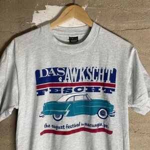 Vintage 90s Das Awkscht Fescht Grey Graphic T-Shirt Single stitch